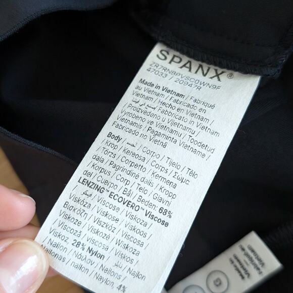 Spanx Perfect Fit Black Ponte Cropped High Waist Wide Leg Pants, size L - Picture 7 of 10